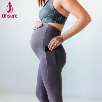 Calças de Maternidade de Cintura Alta 4 Maneiras Leggings de Yoga Elásticas Confortáveis Roupa de Maternidade Macia