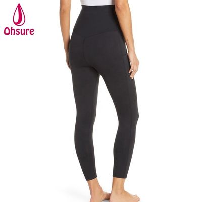 Calças de gravidez confortáveis, calças activas, mulheres super macias, calças de ioga com calças de maternidade de bolso.