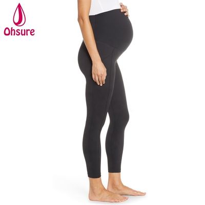 Calças de gravidez confortáveis, calças activas, mulheres super macias, calças de ioga com calças de maternidade de bolso.