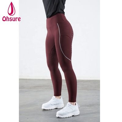 Calças de equitação femininas azul preto vermelho Toque elegante Assento completo Silicone Atacado Personalizado Calças de montaria