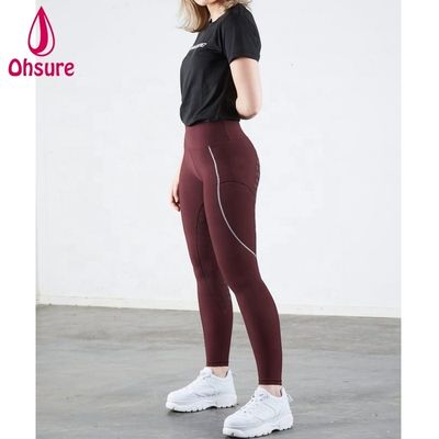 Calças de equitação femininas azul preto vermelho Toque elegante Assento completo Silicone Atacado Personalizado Calças de montaria