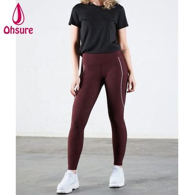 Calças de equitação femininas azul preto vermelho Toque elegante Assento completo Silicone Atacado Personalizado Calças de montaria