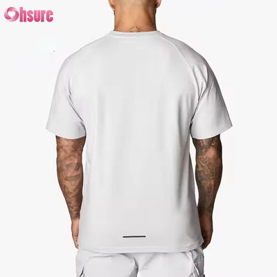 Customizado 95% algodão Spandex Garganta curta Raglan Manga relaxada Fit treino ginástica camiseta para homens