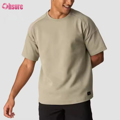 Camiseta cinza personalizada 100% algodão, camiseta oversized pesada, corrida, treino, esportes, academia, camisa masculina