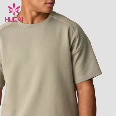 Camiseta cinza personalizada 100% algodão, camiseta oversized pesada, corrida, treino, esportes, academia, camisa masculina