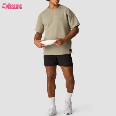 Camiseta cinza personalizada 100% algodão, camiseta oversized pesada, corrida, treino, esportes, academia, camisa masculina