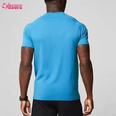 Camiseta esportiva masculina de ginástica, leve, respirável, justa, de poliéster e elastano, com corte atlético