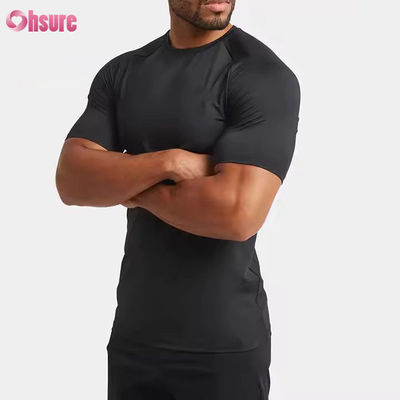 Custom Polyester Spandex Lightweight Slim Fit Raglan Manga Rapido Treinamento Muscular Top Gym T Shirt para Homens