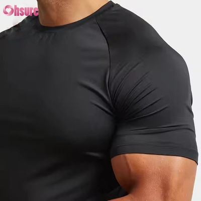 Custom Polyester Spandex Lightweight Slim Fit Raglan Manga Rapido Treinamento Muscular Top Gym T Shirt para Homens