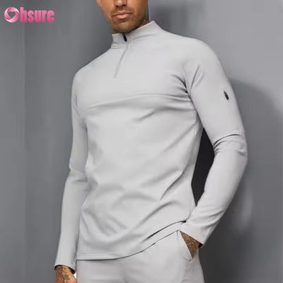 Camisola de treino personalizada Active Sports Wear Slim Fit 1/4 Quarter Zip para homem, compressão, manga comprida, ginásio