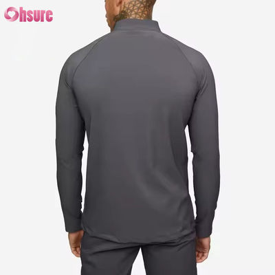 Camisola de treino personalizada Active Sports Wear Slim Fit 1/4 Quarter Zip para homem, compressão, manga comprida, ginásio