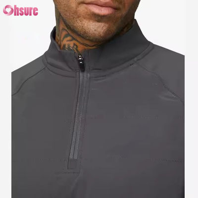 Camisola de treino personalizada Active Sports Wear Slim Fit 1/4 Quarter Zip para homem, compressão, manga comprida, ginásio