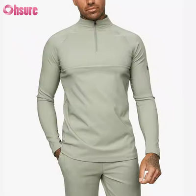Camisola de treino personalizada Active Sports Wear Slim Fit 1/4 Quarter Zip para homem, compressão, manga comprida, ginásio
