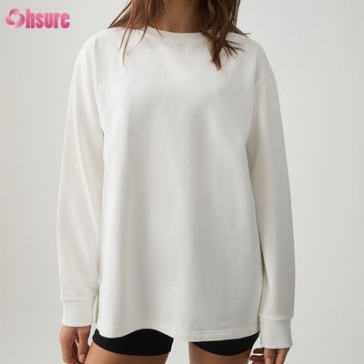 Mulheres camiseta de manga longa personalizada lado duplo O pescoço em branco plano cortado superior cruzado inferior espandêx atlético