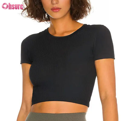 Camiseta esportiva feminina respirável de secagem rápida, sensação de pele nua, alta elasticidade, costas bonitas, para fitness, treino e corrida