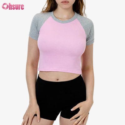 Top desportivo 100% de algodão de alta qualidade para mulheres Top elástico Manga de malha Top casual respirável com opção de logotipo personalizado