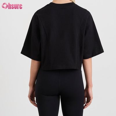 Custom Double Side O Neck Blank Plain Oversize Top Solid Casual Atlético Spandex Mulheres T-shirt de manga curta