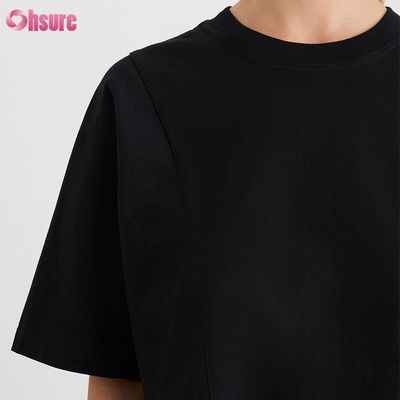 Custom Double Side O Neck Blank Plain Oversize Top Solid Casual Atlético Spandex Mulheres T-shirt de manga curta