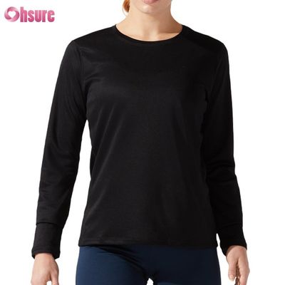 Camiseta Feminina de Manga Comprida de Algodão Personalizada Lisa Solta Casual Atlético Spandex - Top Slim