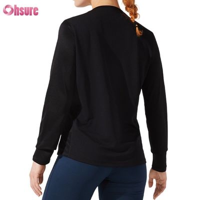 Camiseta Feminina de Manga Comprida de Algodão Personalizada Lisa Solta Casual Atlético Spandex - Top Slim