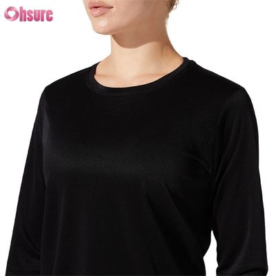 Camiseta Feminina de Manga Comprida de Algodão Personalizada Lisa Solta Casual Atlético Spandex - Top Slim