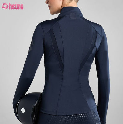 Jaqueta de manga comprida esportiva feminina personalizável com zíper, secagem rápida, para corrida e fitness