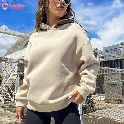 Hoodies de Moletom Felpudo Francês Personalizados de Alta Qualidade Streetwear Feminino Essentials de Alta Qualidade com Ombro Caído e Bordado