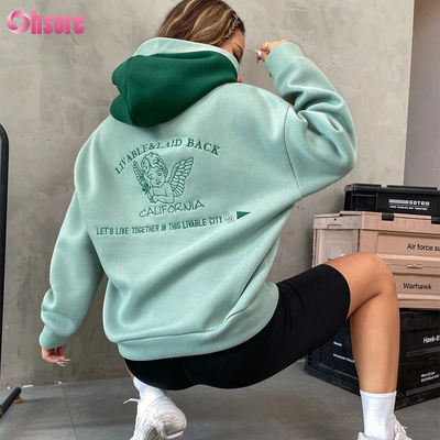 Hoodies de Moletom Felpudo Francês Personalizados de Alta Qualidade Streetwear Feminino Essentials de Alta Qualidade com Ombro Caído e Bordado