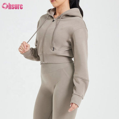 Ladies customizável Zip-Up Hoodies Slim Fit Corte Fit Fit Gym Usar tecido de malha transpirável para mulheres