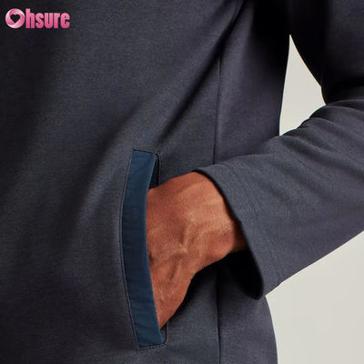 Pulôver masculino sob medida plus size com zíper de um quarto, capuz esportivo de nylon de alta qualidade com bordado, design sólido com meio zíper para o inverno