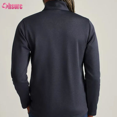 Pulôver masculino sob medida plus size com zíper de um quarto, capuz esportivo de nylon de alta qualidade com bordado, design sólido com meio zíper para o inverno