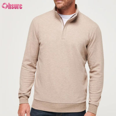 Pulôver de golfe masculino de alta qualidade com corte justo, com gola alta e mangas compridas de lã, com zíper de um quarto, em cor lisa e suave com logotipo personalizado para o inverno