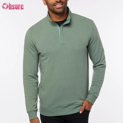 Pulôver de golfe masculino de alta qualidade com corte justo, com gola alta e mangas compridas de lã, com zíper de um quarto, em cor lisa e suave com logotipo personalizado para o inverno