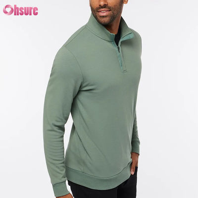 Pulôver de golfe masculino de alta qualidade com corte justo, com gola alta e mangas compridas de lã, com zíper de um quarto, em cor lisa e suave com logotipo personalizado para o inverno