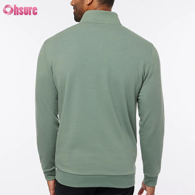Pulôver de golfe masculino de alta qualidade com corte justo, com gola alta e mangas compridas de lã, com zíper de um quarto, em cor lisa e suave com logotipo personalizado para o inverno
