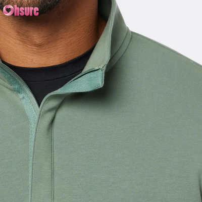 Pulôver de golfe masculino de alta qualidade com corte justo, com gola alta e mangas compridas de lã, com zíper de um quarto, em cor lisa e suave com logotipo personalizado para o inverno