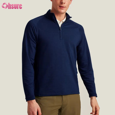 Pulôver Masculino de Alta Qualidade Super Fashion com Meio Zíper Confortável Branco com Quarto de Zíper Bordado Esportivo e Elegante para o Inverno