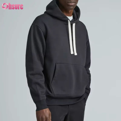 Moletom Atlético Masculino Oversize de Alta Qualidade Atacado Esportivo com Gola com Capuz de Cor Sólida Logotipo Personalizado Serigrafia