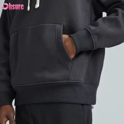 Moletom Atlético Masculino Oversize de Alta Qualidade Atacado Esportivo com Gola com Capuz de Cor Sólida Logotipo Personalizado Serigrafia