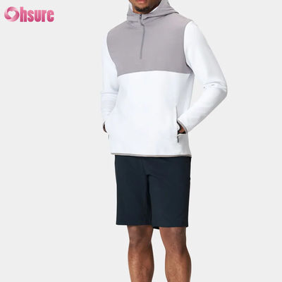 Poliéster de alta qualidade Pullover esportivo masculino Hoodie Design de meio fecho impermeável e desempenho leve padrão sólido