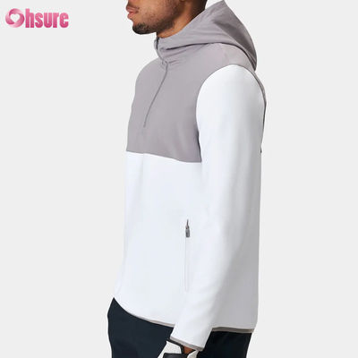Poliéster de alta qualidade Pullover esportivo masculino Hoodie Design de meio fecho impermeável e desempenho leve padrão sólido