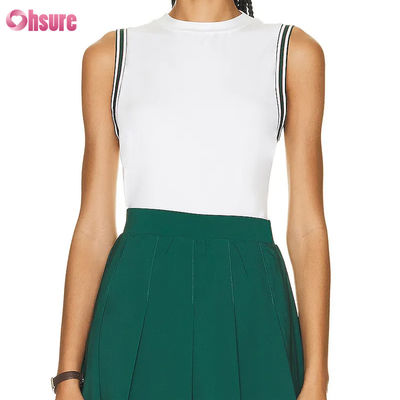 Atacado Vestido de ténis de pickleball sem mangas de alta altura para mulheres saias saias de tênis conjuntos de logotipo personalizado respirável calções quentes plissados Design