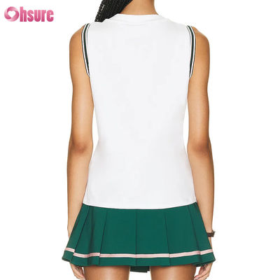 Atacado Vestido de ténis de pickleball sem mangas de alta altura para mulheres saias saias de tênis conjuntos de logotipo personalizado respirável calções quentes plissados Design