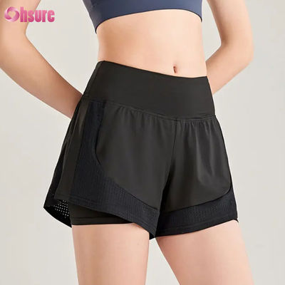 Shorts de treino sem costura de cintura alta para mulheres, respiráveis, esportivos, corrida, treinamento, jogging, atacado