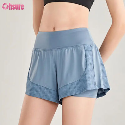 Shorts de treino sem costura de cintura alta para mulheres, respiráveis, esportivos, corrida, treinamento, jogging, atacado