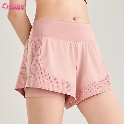 Shorts de treino sem costura de cintura alta para mulheres, respiráveis, esportivos, corrida, treinamento, jogging, atacado