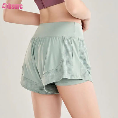 Shorts de treino sem costura de cintura alta para mulheres, respiráveis, esportivos, corrida, treinamento, jogging, atacado