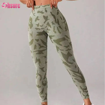 Feminino cintura alta camouflagem sem costura impressão leggings V cintura Push calças para exercício esportivo casual cintura elástica fitness leggings