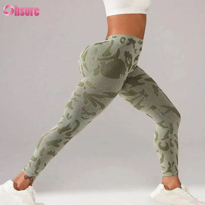 Feminino cintura alta camouflagem sem costura impressão leggings V cintura Push calças para exercício esportivo casual cintura elástica fitness leggings