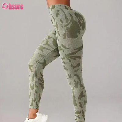 Feminino cintura alta camouflagem sem costura impressão leggings V cintura Push calças para exercício esportivo casual cintura elástica fitness leggings